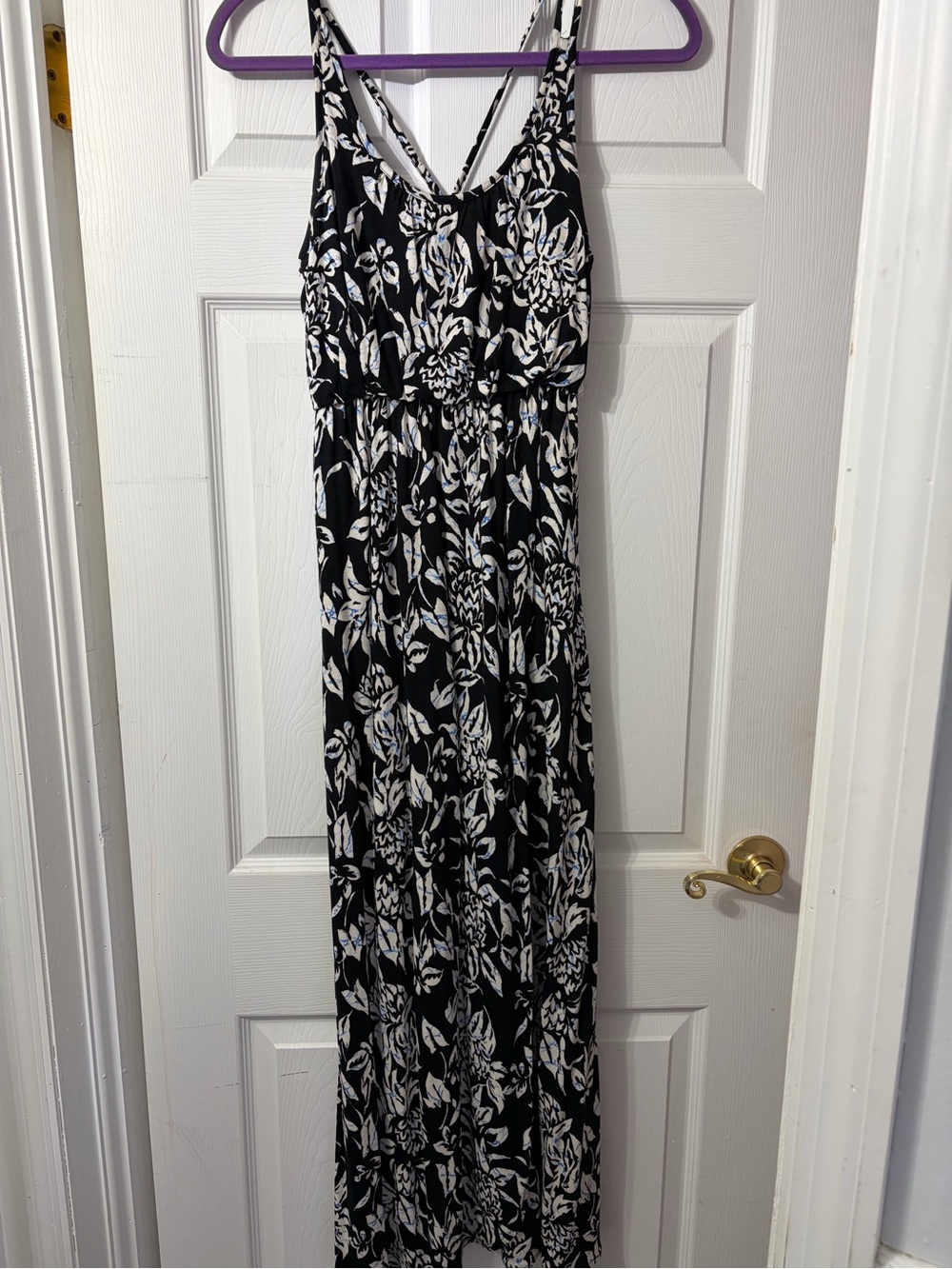 LOFT Black and White Floral Maxi Dress